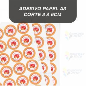 Adesivo PAPEL folha A3 CORTE 3 A 6CM impressão laser A3 4x0 Só Frente   Para adesivos com o *mesmo formato de corte*.