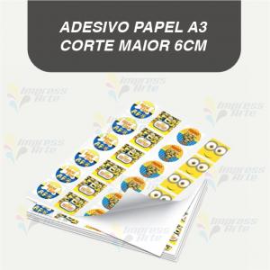 Adesivo PAPEL folha A3 CORTE MAIOR 6CM impressão laser A3 4x0 Só Frente   Para adesivos com o *mesmo formato de corte*.